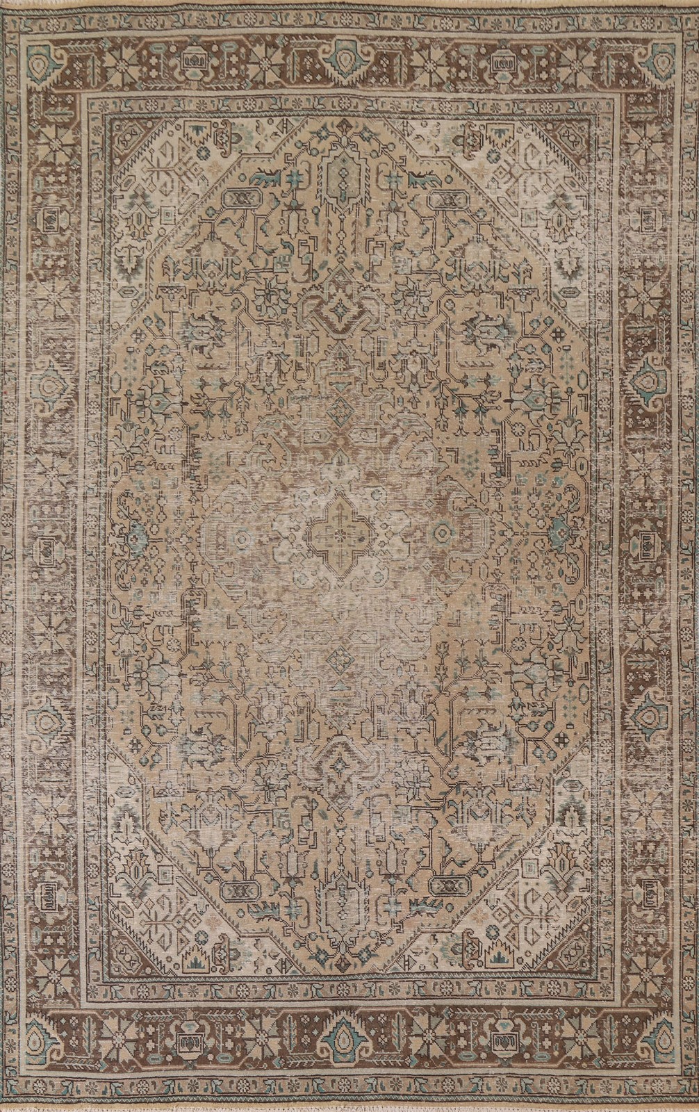 Geometric Wool Handmade Area Rug 6x10 Vintage Muted Distressed Room Size Carpet gallery