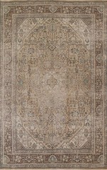 Geometric Wool Handmade Area Rug 6×10 Vintage Muted Distressed Room Size Carpet