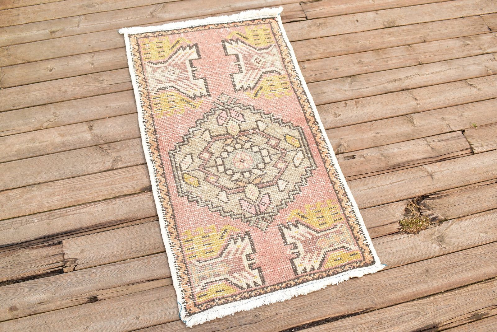 Turkish Carpet Hand Knotted 1x3 Size Doormat Chair Multi Color Rug 54x98cm gallery