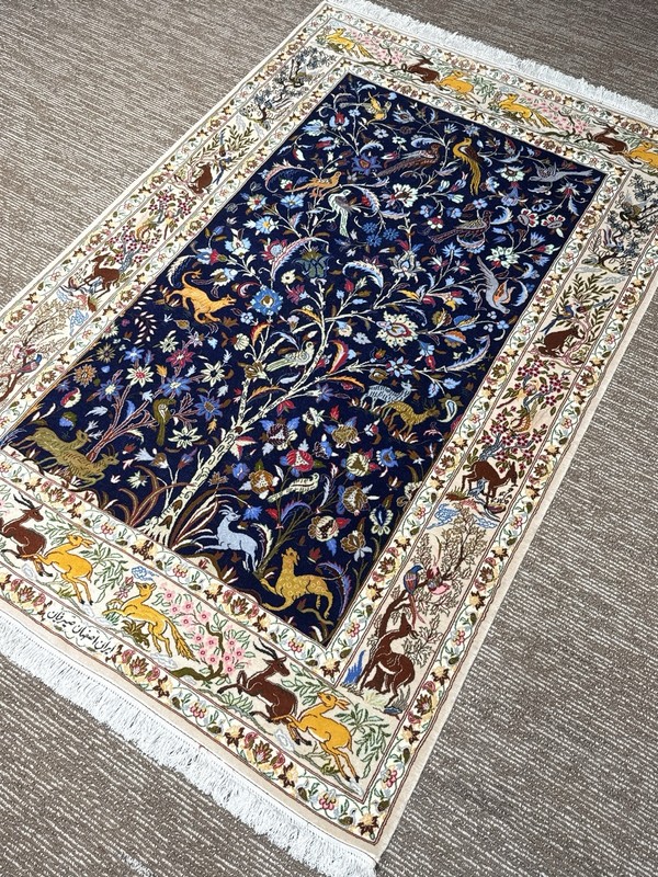 Signed Sarafian Tree of Life Rug 4.2x6.6 Ft Silk & Wool on Silk Handmade Carpet gallery