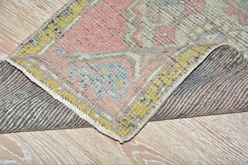 Vintage Turkish Oushak Rug 1'6x3'1 ft, Pink Colorful Modern Bathroom Rug gallery
