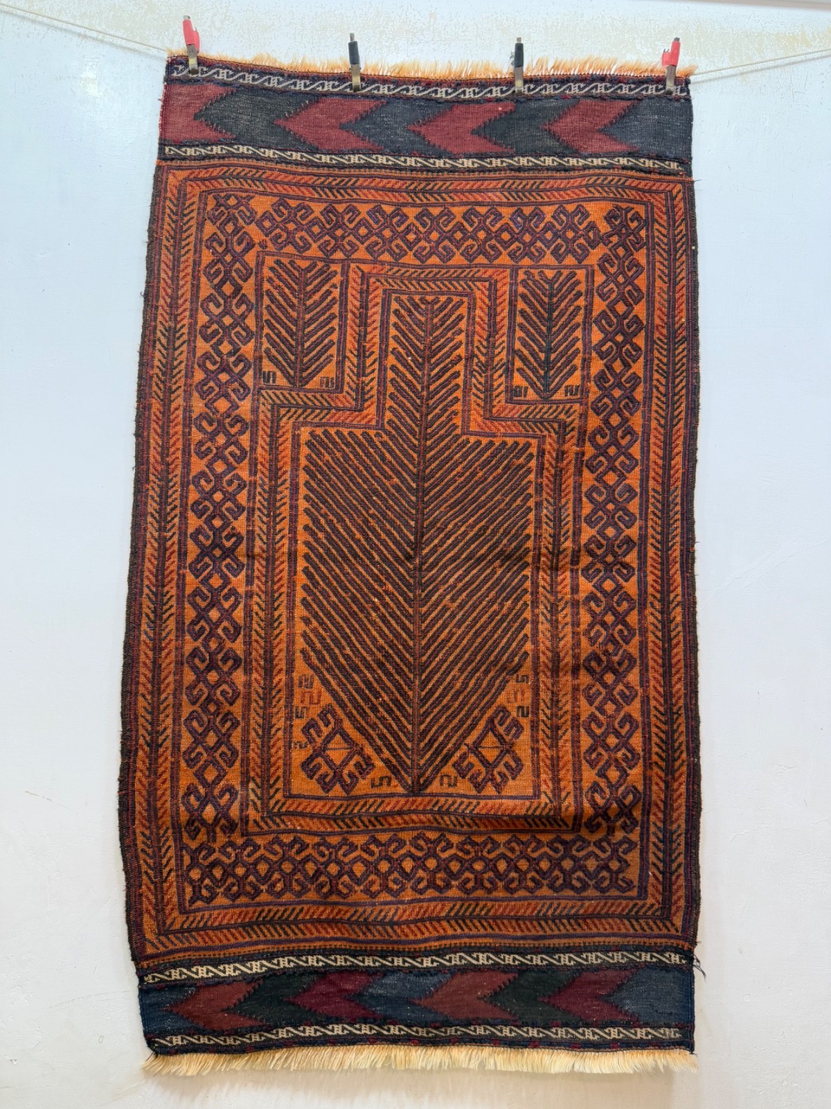 Vintage Fabulous Hand Woven Afghan Prayer Design Wool Weaving Kilim Rug Carpet gallery