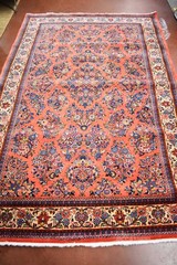 Hand Knotted Sarouk Rug 257×166 Cm Pink Blue Light Blue