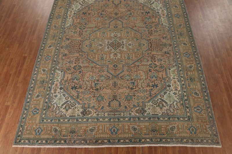 Vintage Geometric Tebriz Area Rug 10x13 Traditional Handmade Living Room Carpet gallery