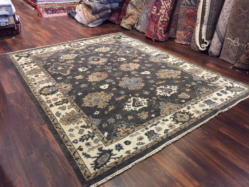 Blue Gray GenuineHand Knotted Oushak Heriz Geometric Area Rug Carpet 7’9x9’8,#73 gallery