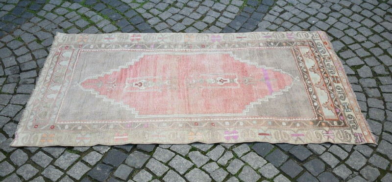 Vintage Turkish Rug 46'' x 86'' Anatolian Muted Dye Rug TERRIFIC Yuruk Area Rug gallery