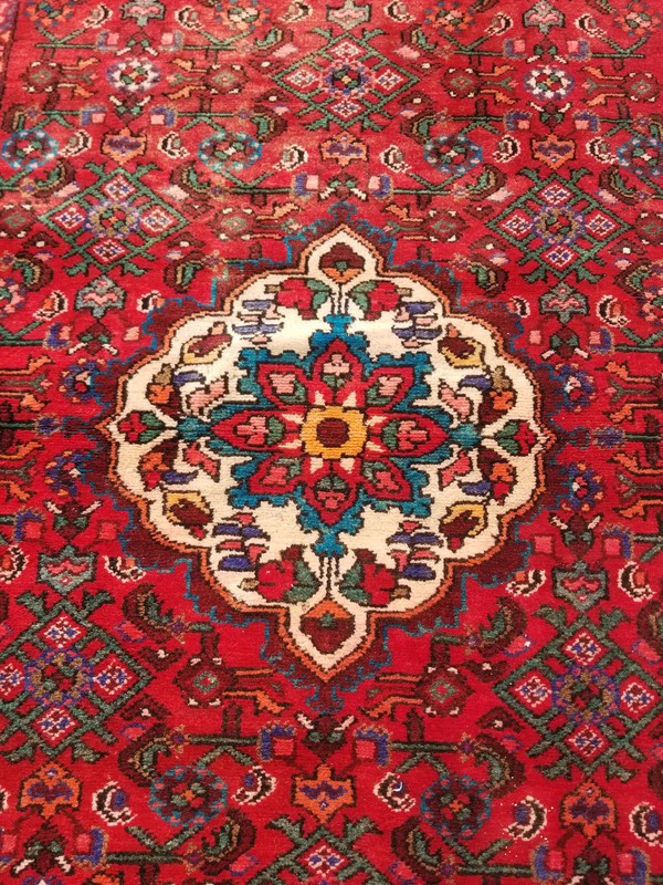 Vintage Traditional Handmade Hamadan Wool Multicolor Runner Rug 268x104cm gallery