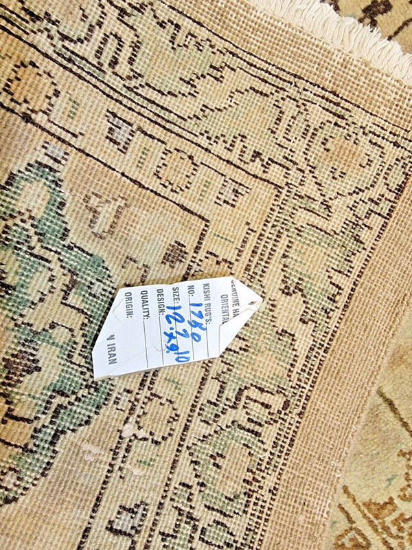 Antique Oriental Hand-Knotted Wool Area Rug Light Brown/Green 9'10"x12'7" gallery