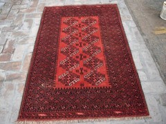 Hand Knotted Antique Rug 4×6 Vintage Oriental Turkmen Tekke Area Rug Boho Decor