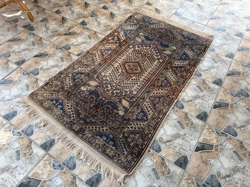 1970s Geometric Turkish Vintage Runner Handmade Wool Anatolian Tribal Rug 4×6 ft gallery