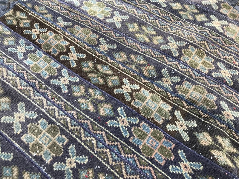 Bohemian Area Rug Handmade Wool Rug Turkish Vintage Traditional Rug 3,8 x 3,8 ft gallery