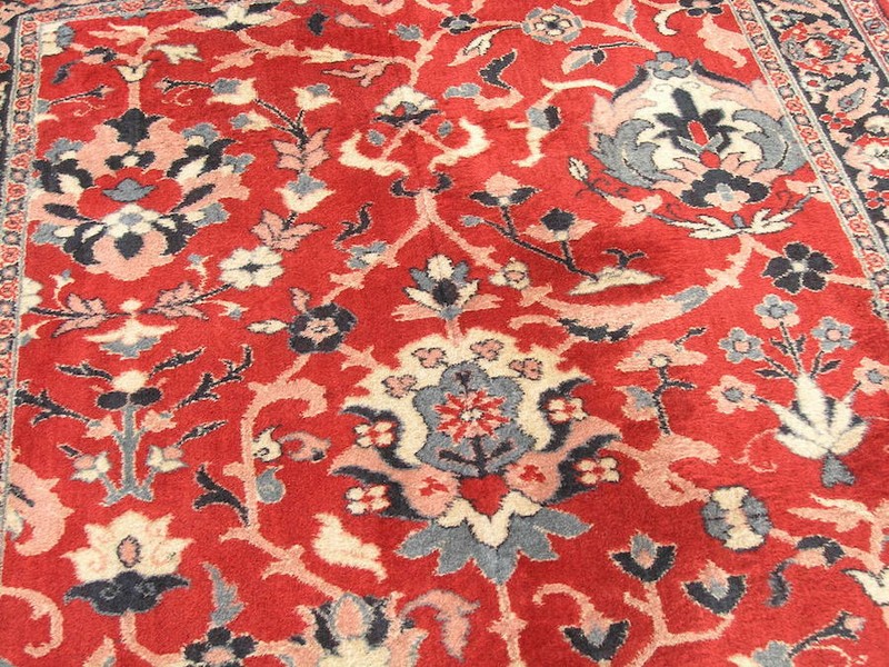 Antique Arts and Crafts Red Wilton oriental Rug Isphahan Garden Design 54x89" gallery