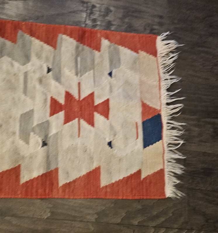 Vintage Turkish Kilim Style Navajo Rug Runner Red 63" X 45" Antique gallery