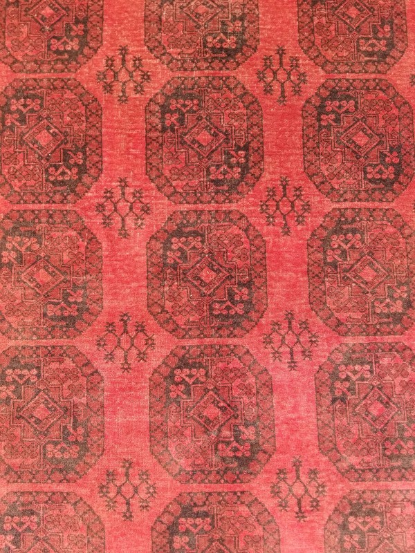 Distressed Authentic Hand Knotted Vintage Afghan Turkmen Wool Area Rug 9.3x6.6ft gallery