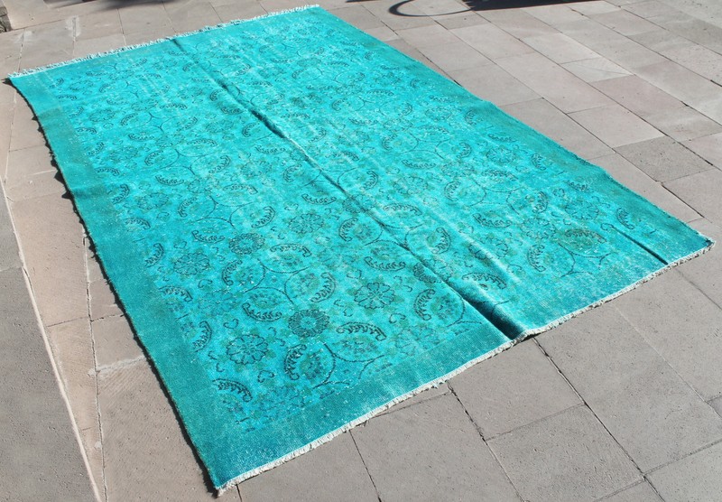 Turkish Rug 71"x117" Hand Woven Wool Overdyed Isparta Carpet 182x300cm gallery