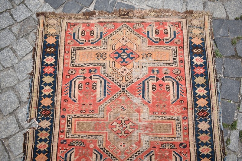 Antique Caucasian Fragment Rug 38'' x 64'' Collector Item Worn Antique Carpet gallery