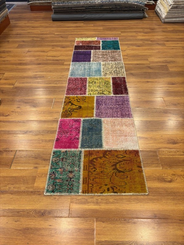 Multicolor Patchwork Rug, 2.6x9.8 ft Runner Rug, Hallway Decor, Long Area Rug gallery