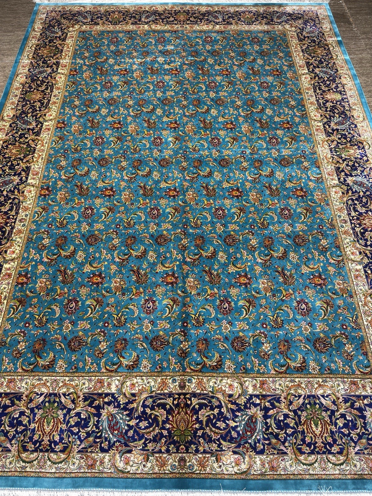 Oriental Silk Rug 8x11 Ft Luxury Pers,ian Silk Carpet Turquoise Living Room Rug gallery