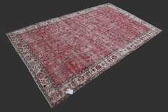 Vintage Turkish Oushak Rug, Red 5×9 ft, Handmade Wool, Bohemian Anatolian
