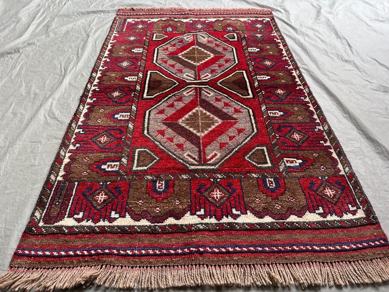 Vintage Afghan Baluchi Rug 2'9x4'6 Ft Hand Knotted Wool Soft Tribal Accent Rug gallery