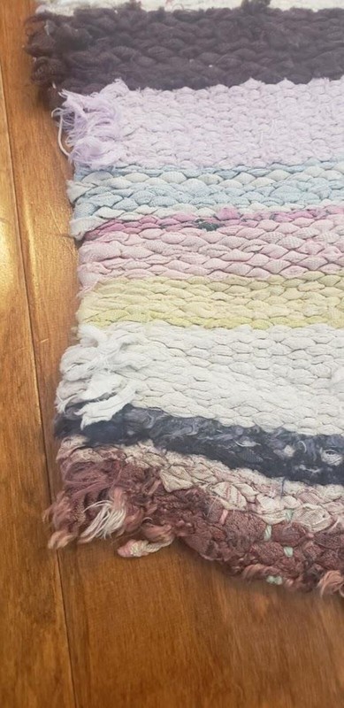 Vintage Farmhouse Handmade Rag Rug Multi-Color Stripe Flatweave Design 47"x 22" gallery