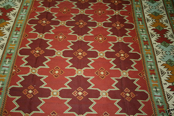 A Vintage 7'x9' Antique Moldavian Flat Weave Rug Moldavian Kilim Rug gallery