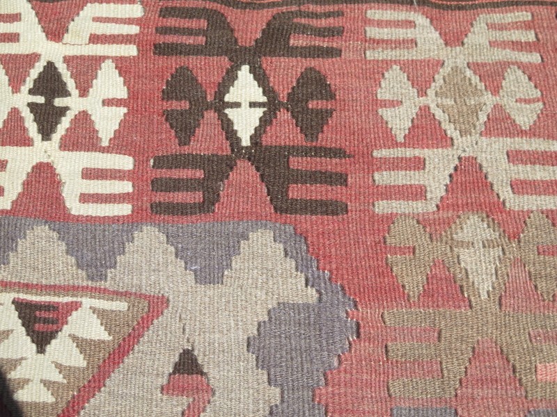 Small Tribal Turkish Vintage Konia Rug, Handwoven Multicolor Wool Kelim 40"x54" gallery