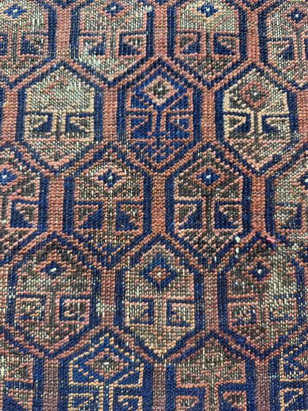 Antique Rare Collectible Hand Knotted Afghan Baloouch Distressed Worn Rug gallery