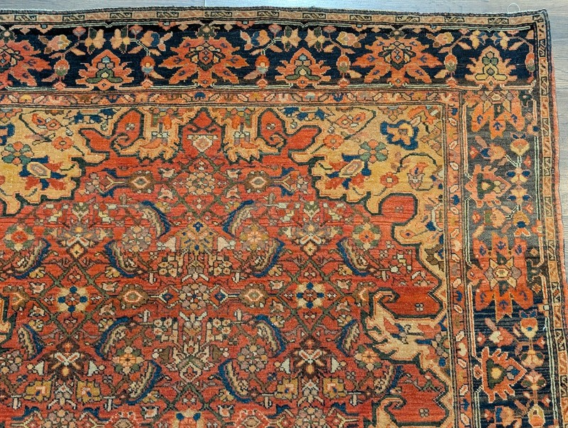 Antique Per'sian Farahan Sarouk Rug 3x5 Terracotta Navy Blue Rare Collectible gallery