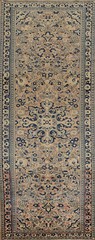 Vintage Muted Floral Sarook Traditional Runner Rug 4×13 Hand-knotted Wool Carpet