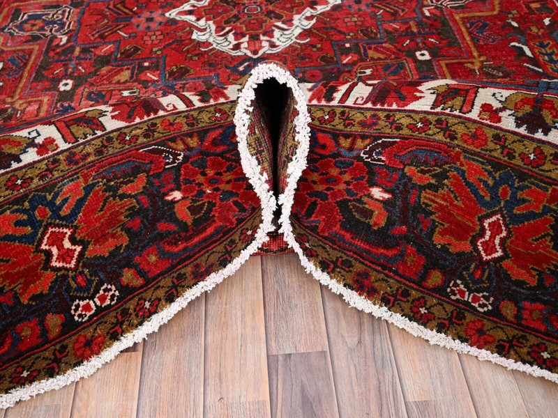 Exquisite Antique 1930-1940's Madder Root Red,Wool Pile Heriz Rug 8'2" x 11'10" gallery