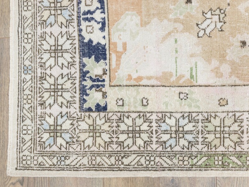 Hand-Knotted Vintage Tribal Faded Wool Rug 4.7x7.2 ft Oushak Turkish Area Carpet gallery