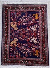 Circa 1950 Authentic Superb Oriental Rug Life Ferdosi 2X3 Ft