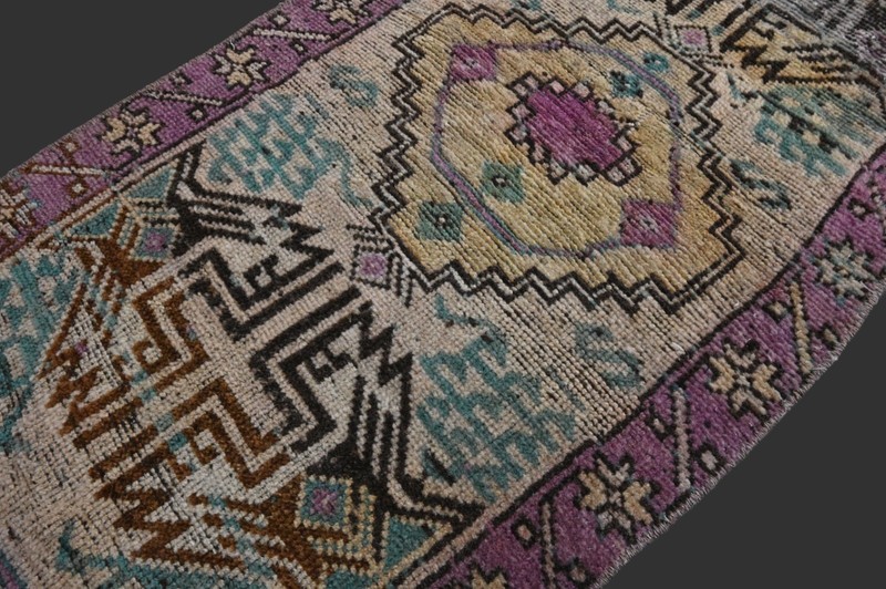 RAINBOW Turkish Oushak Rug 2x3 Vintage Handmade Anatolian Small Doormat Kilim gallery