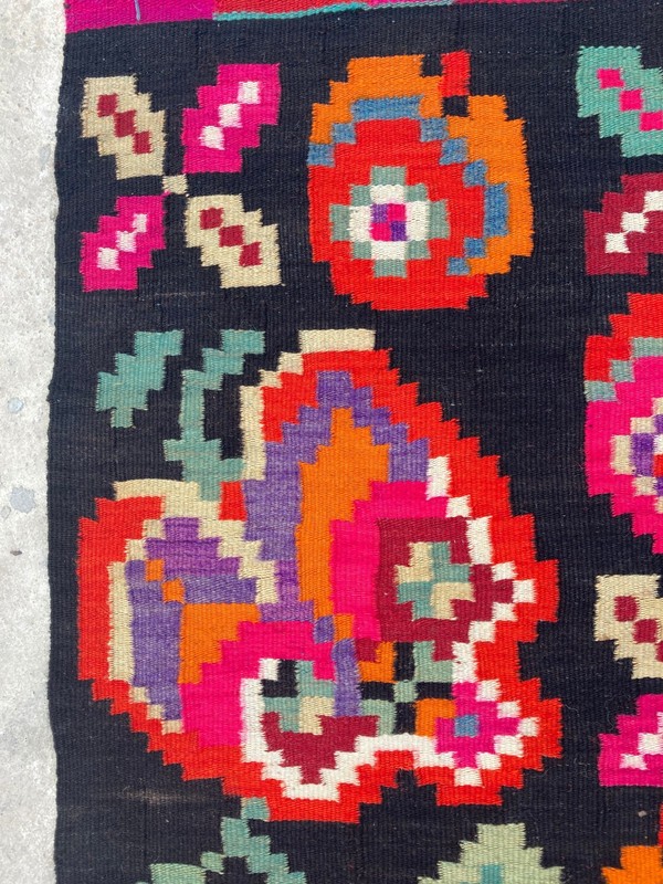 Vintage Traditional Handmade Beautiful Romanian Kilim Floor Rug Carpet 195x56 cm gallery