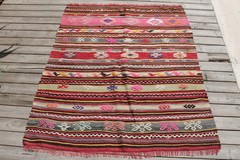 Turkish Kilim Rug 45”x55” Hand Woven Sivas Oriental Wool Cicim Kilim 115x140cm