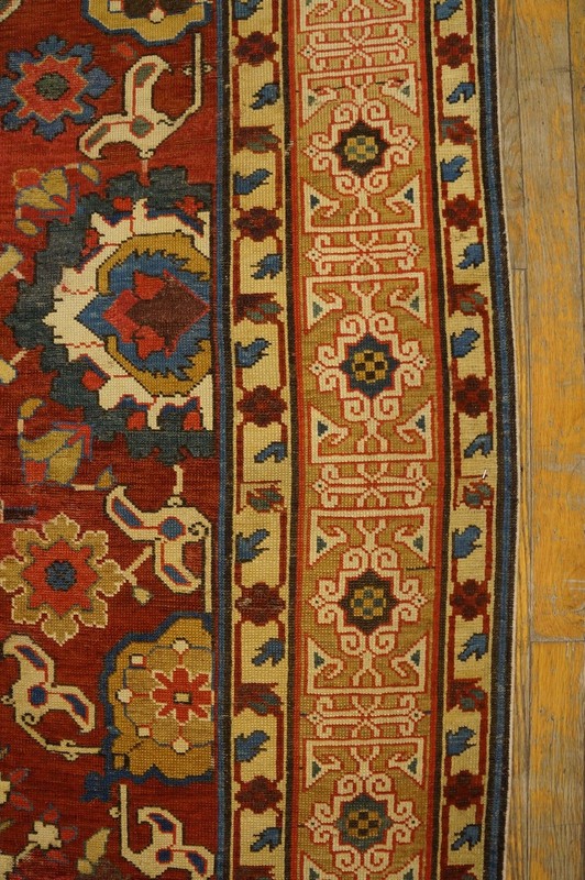 4'x11' Antique Early 19th Century Red Tribal Caucasian Kuba Kufic Border Hallway gallery