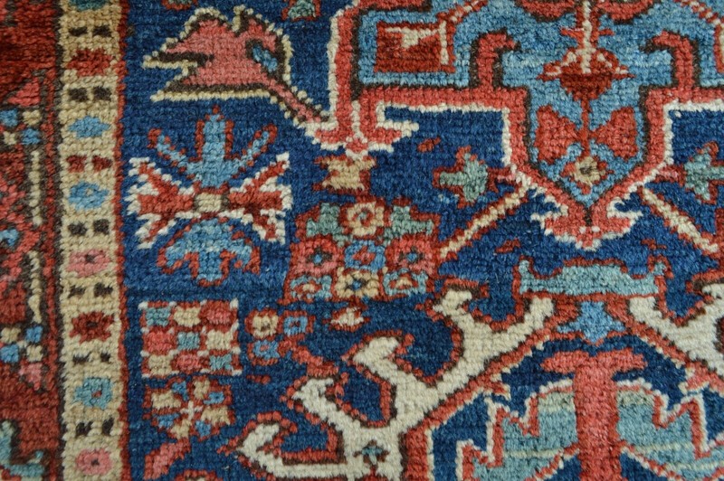 Amazing Antique Blue Ground Small Heriz Full pile circa 1900's ***WWS*** gallery