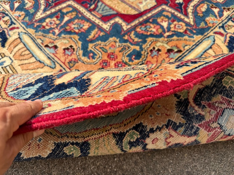 BIG ORIENTAL RUG ANTIQUE 10x13 FINE handmade vintage HAND-KNOTTED red blue 9x12 gallery