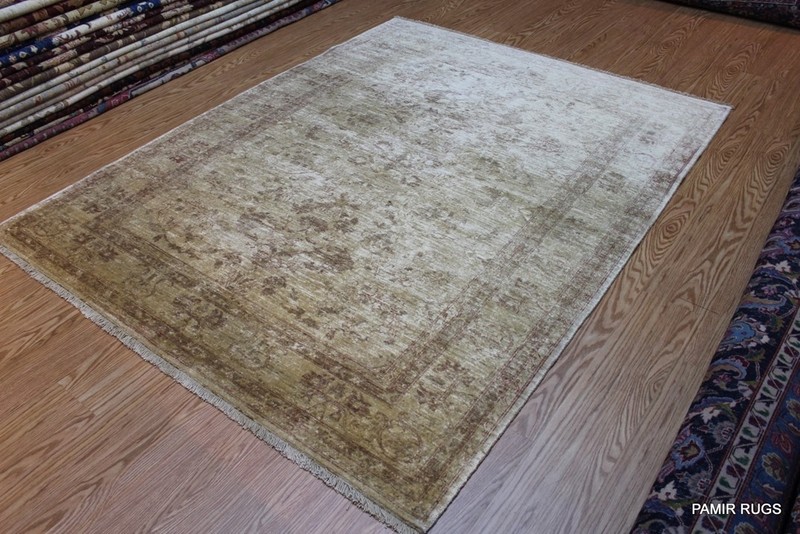 6' X 8' HANDMADE WOOL RUG Soft Color muted Beige, Cream Background AFGHAN chobi gallery