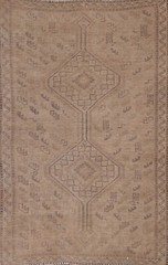 Antique Muted Distressed Hand-knotted Traditional Evenly Low Pile Area Rug 5’x7′