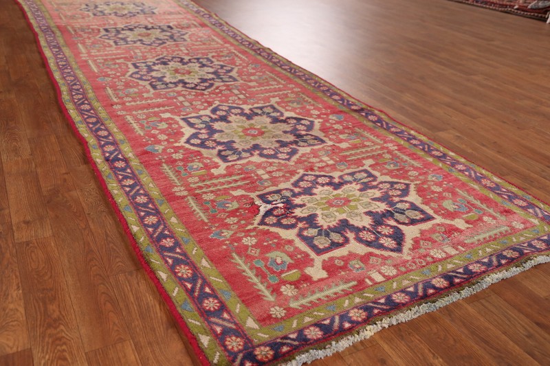 Handmade Pink Tebriz Hand-knotted Runner Rug Semi-Antique Carpet 4x12 gallery