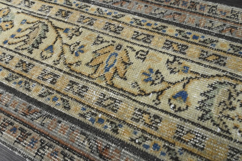 Vintage Turkish Runner Rug 1x5ft Wool Anatolian Handmade Hallway Oushak BEIGE gallery