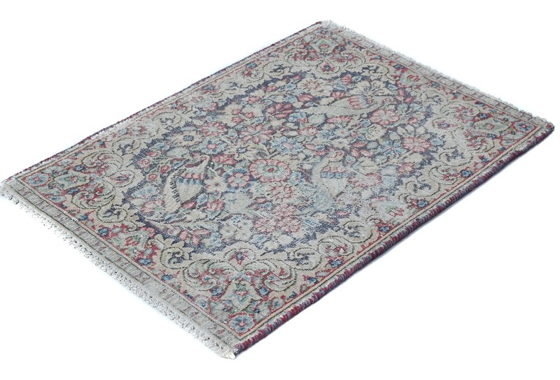 1'7X2'3 ft Semi-Antique Distressed Oriental Rug Muted Floral Entryway Carpet gallery