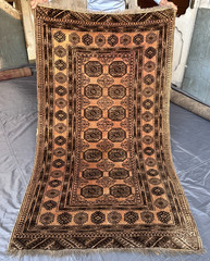 Vintage Afghan Turkmen Tribal Rug Terracotta Brown Bedroom, Living Room 3’3×5’8
