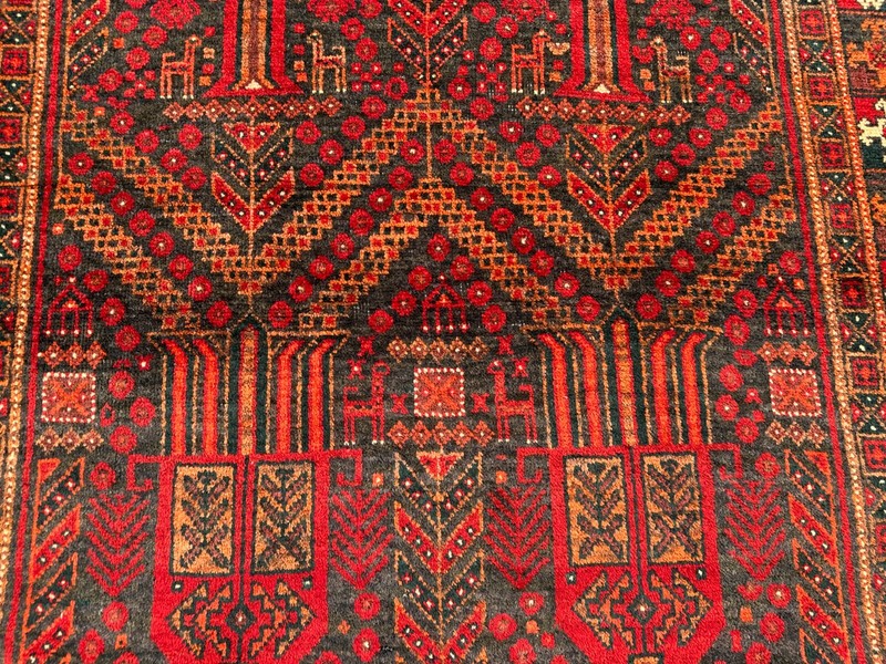 Afghan Baluchi Rug 3'9 x 9'8 ft - Persian Style Vintage Tribal Wool Runner Rug gallery