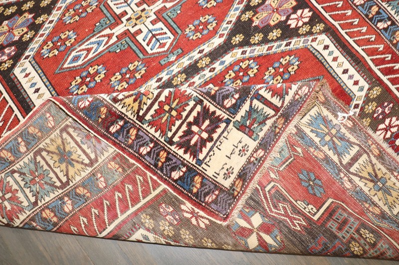 Antique Gorgeous Caucasian Shirvan Kazak Kuba Dated Rug Size 4'1''x5'8'' gallery