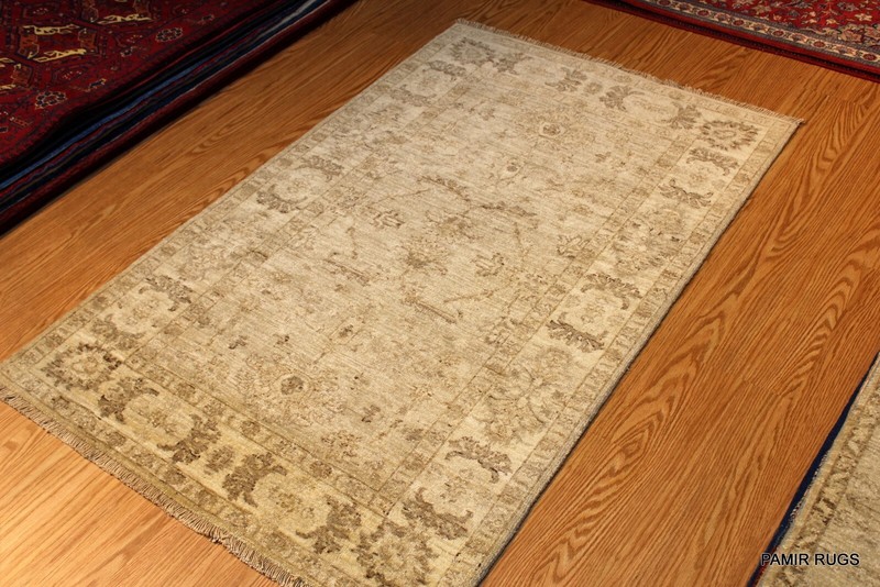 _HAND-MADE_3' X 6' Top Quality RUG Beige Ivory VEGGIE Dyed Rug Soft/Muted Color gallery