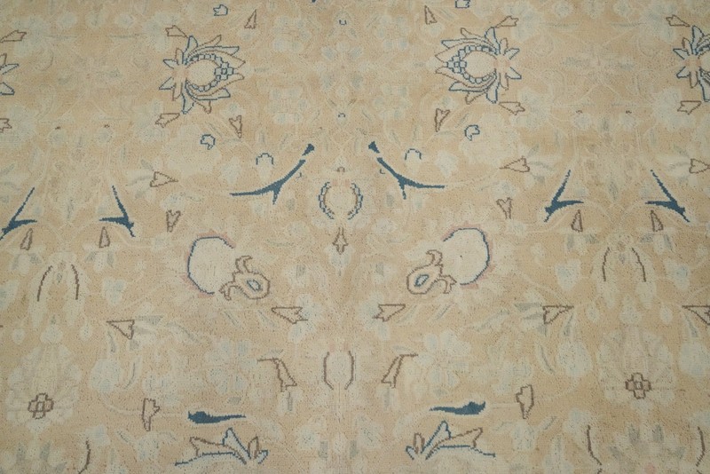 Vegetable Dye Beige/ Blue Handmade Wool Traditional Room Size Area Rug 10x13 gallery