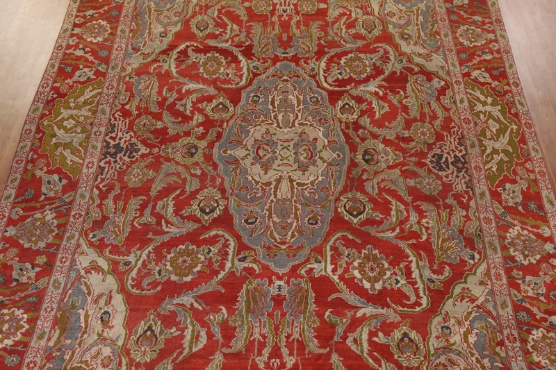 Pre-1900 Antique Vegetable Dye Sultanabad Palace Rug 12x17 Traditional Handmade gallery
